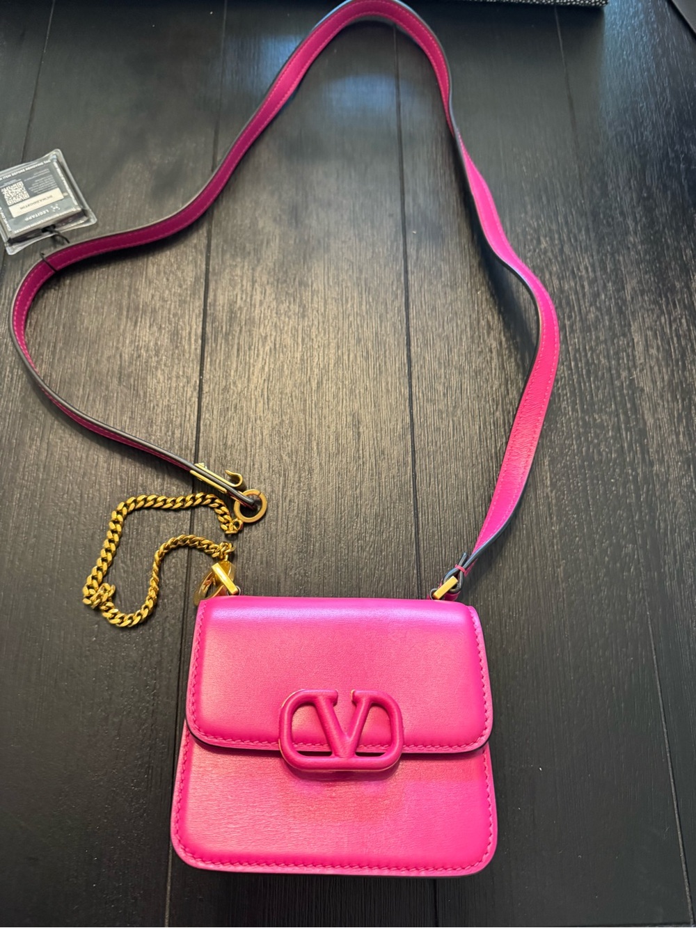 Valentino Garavani  Pink VLogo VSling Leather Mini Crossbody Bag